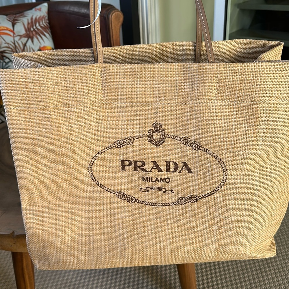 Prada Raffia Tote Bag